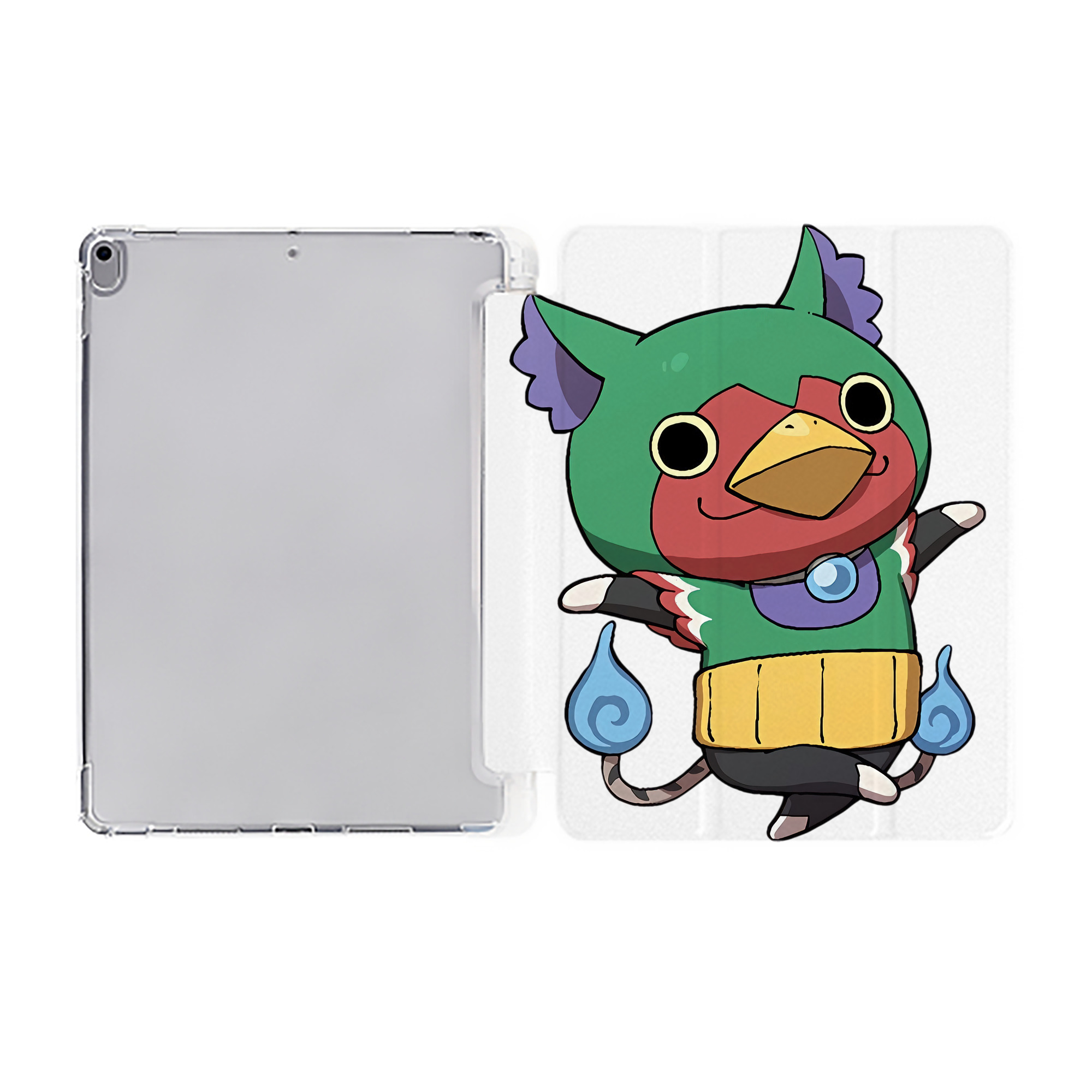 （画像用） 妖怪ウォッチ Yo-kai Watch IPad ケース ペン収納付き 三つ折りスタンド PUレザー×シリコン 対応機種9.5/10.5/10.9インチ